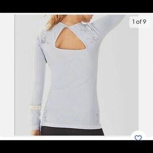 Fabletics Elise Womens M Lilac Cutout Seamless Long Sleeve Active Top